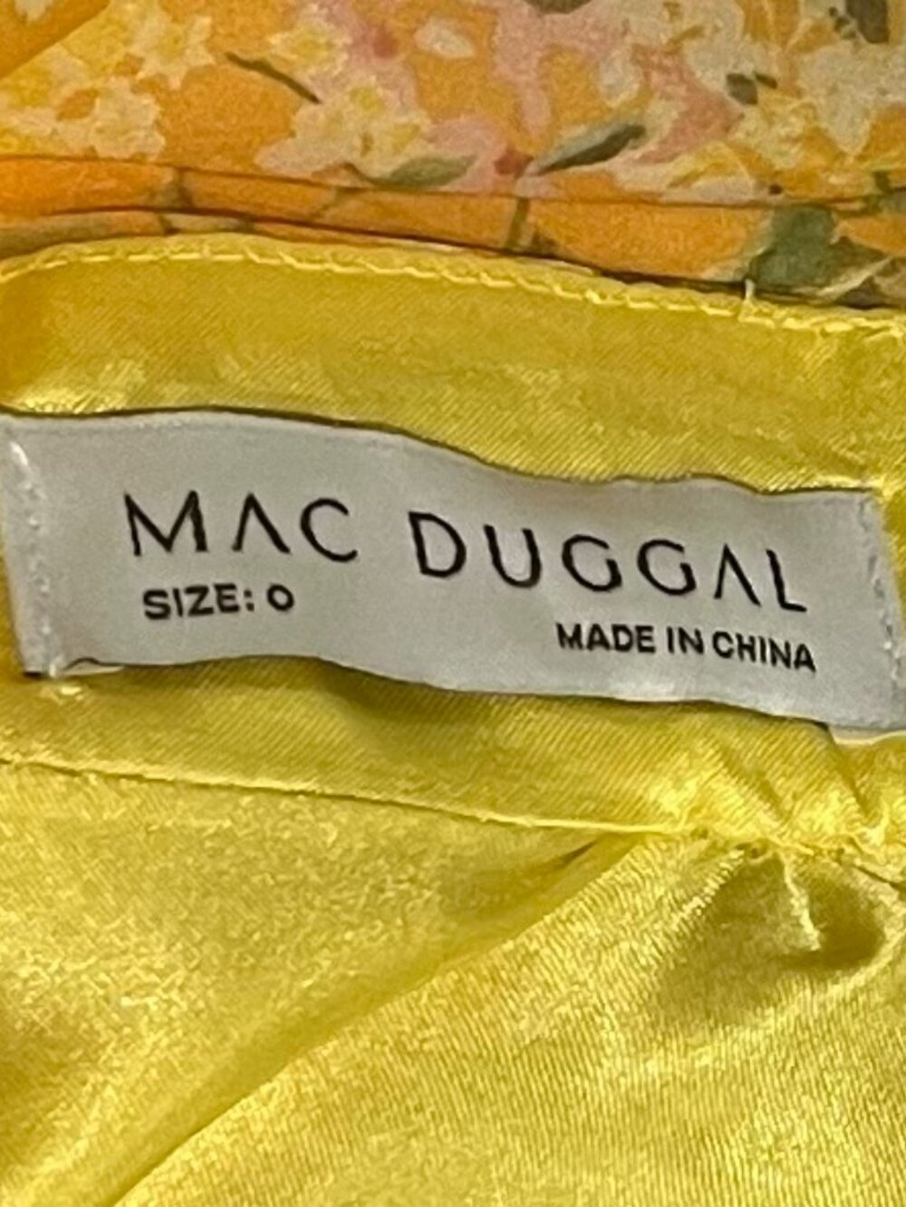 Mac Duggal Yellow Ruffle Tiered Floral Cut-Out Chiffon Dress Size 0 - Picture 5 of 7